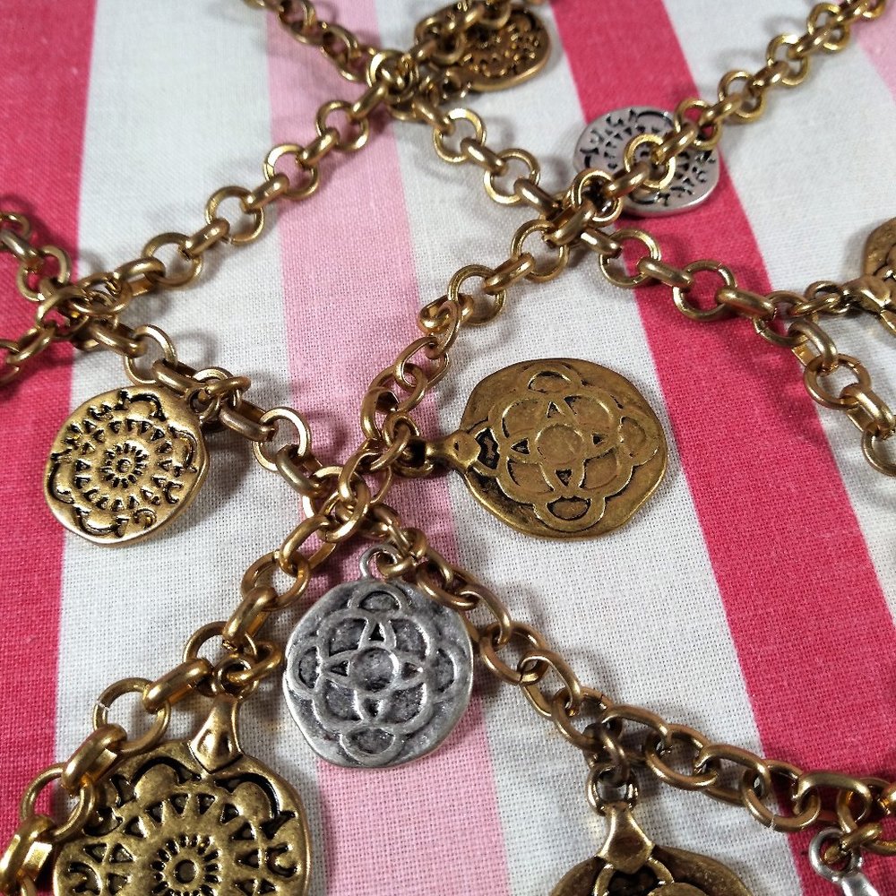 Stunning Vintage cabi Fall 2015 3pc Tile Coin Silver & Gold Necklace in Box! ♥ - Picture 14 of 15